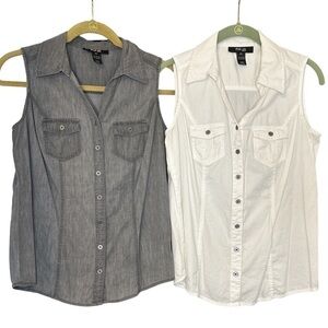 Set of 2 Button Down Sleeveless Tops